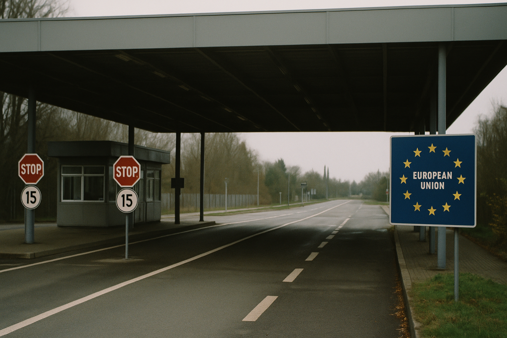 Puesto de un paso fronterizo de la Unión Europea