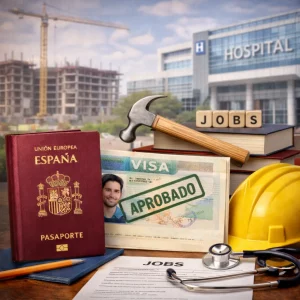 Visado para búsqueda de empleo en determinadas ocupaciones aprobado junto a un pasaporte español